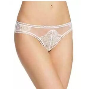 Thistle and Spire Woman's Eyelash‎ Mirage Thong Womens L Ivory Lace Sheer Revole